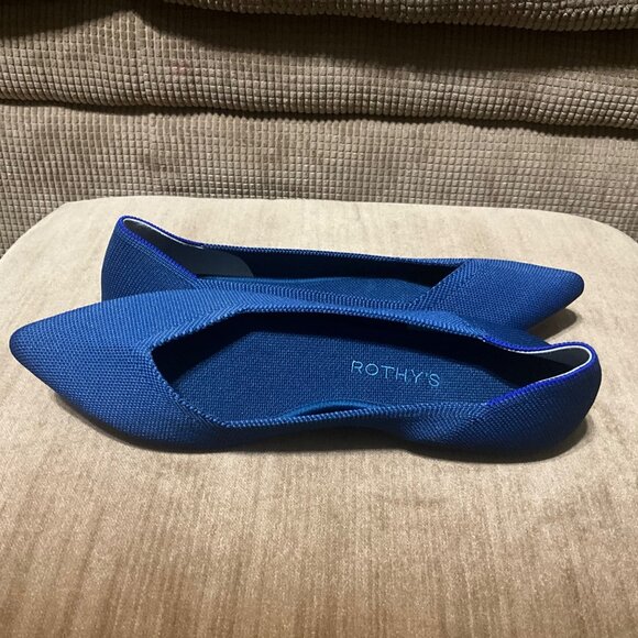 Rothys The Point Flats In Sapphire Blue Knit Womens Size 11 Sustainable - Picture 4 of 12